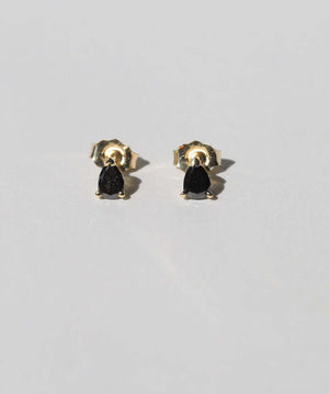 Pear black diamond 14k yellow gold earring Brooklyn New York 