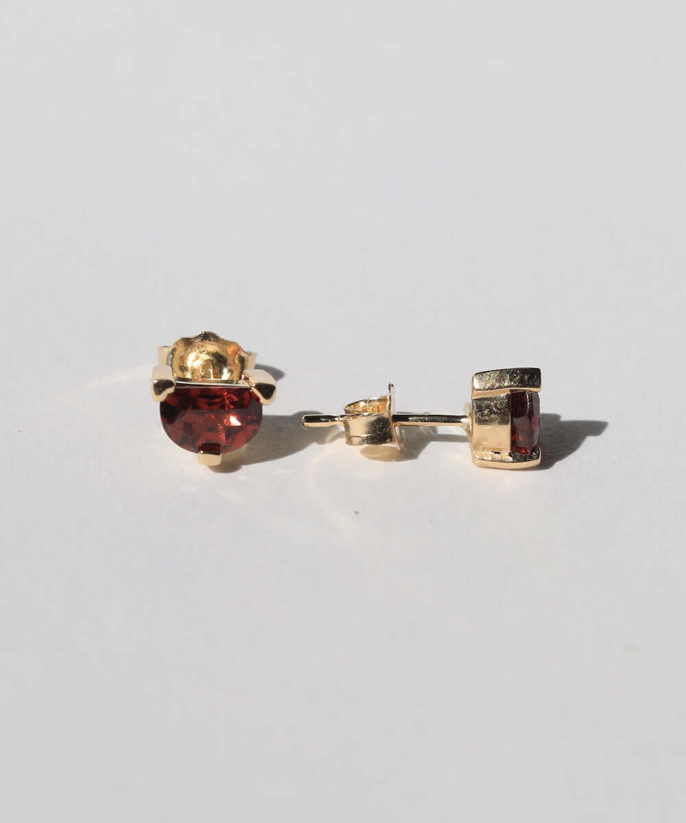 half-moon garnet 14k yellow stud earrings Brooklyn 