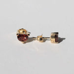 half-moon garnet 14k yellow stud earrings Brooklyn 