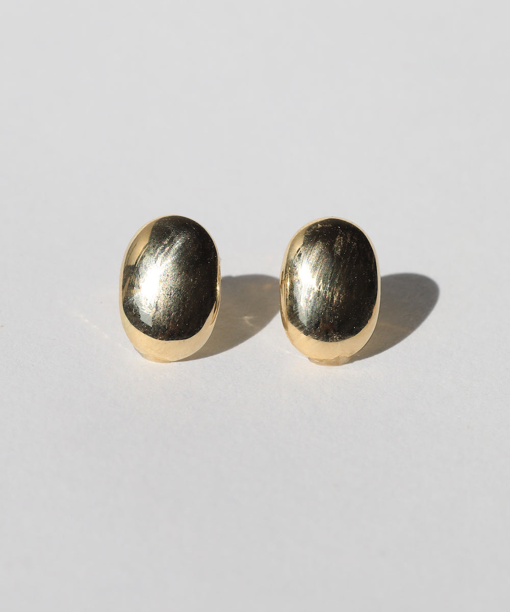 oval  studs earrings 14k yellow gold Brooklyn New York 