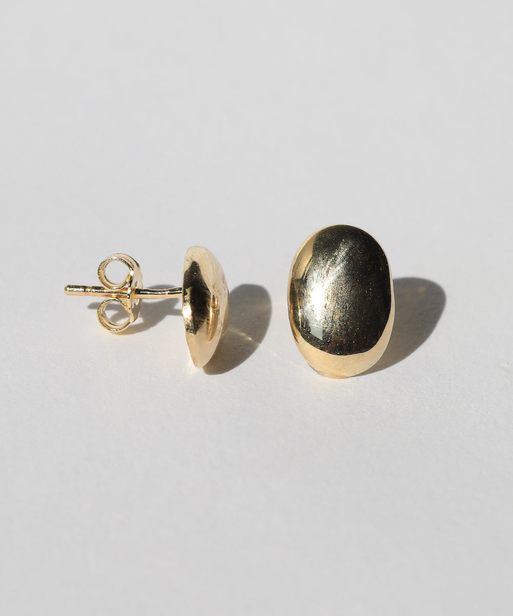 oval  studs earrings 14k yellow gold Brooklyn New York 