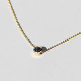 Tiny Blue Bezel Sapphire Necklace