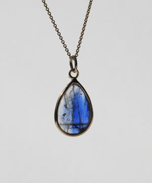 blue sapphire pear pendant Brooklyn New York 