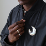 Sculptural Moon Brooch Silver