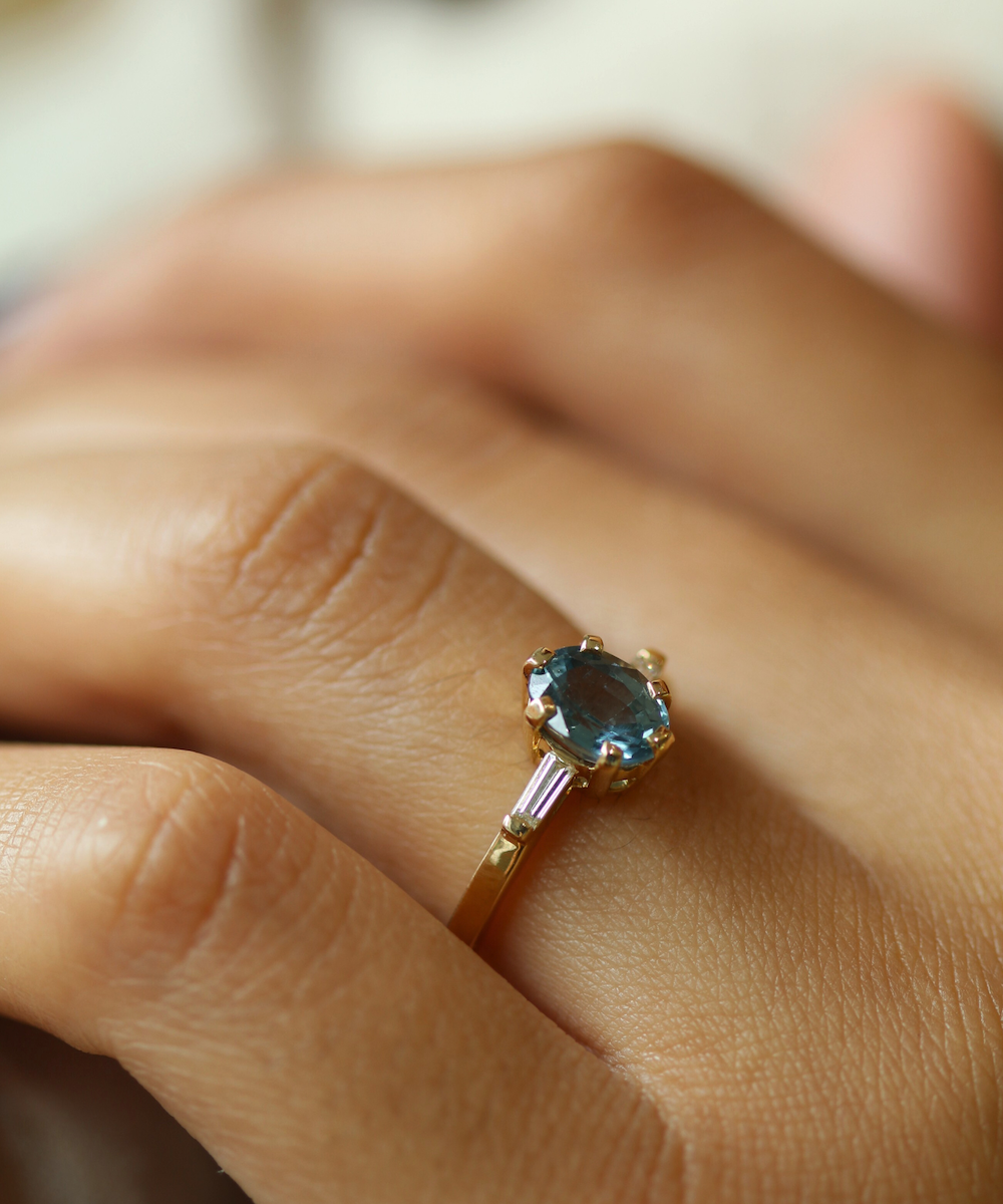 Montana Blue Sapphire Engagement Ring, Macha Studio, Greenpoint, Brooklyn NYC