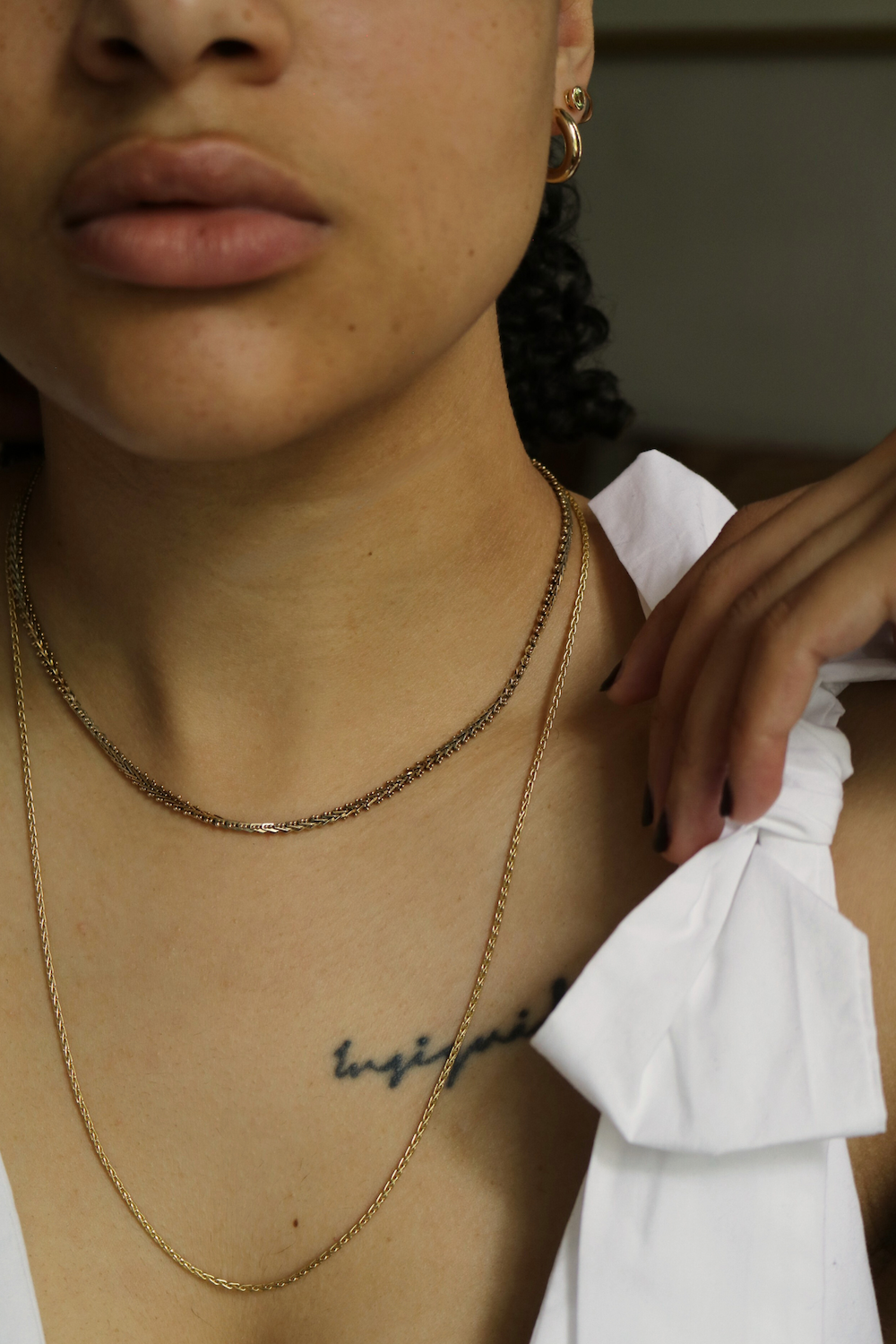 14k yellow gold textured chain vintage necklace 1980s Macha Studio Greenpoint Brooklyn New York City 11222 unisex