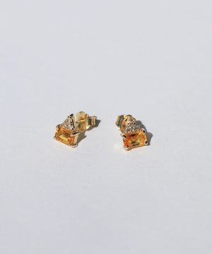 Amber Diamond 14k yellow gold Stud Earrings 