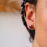 14k yellow gold asscher cut garnet stud earrings Greenpoint Brooklyn New York City 11222