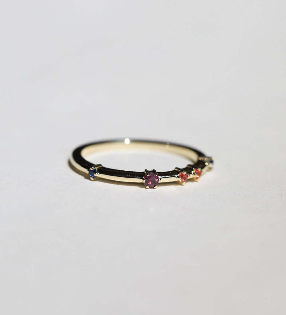 Sapphire Multi Color 14k yellow gold NYC fine jewelry brooklyn NY New York jeweler sustainable ethical greenpoint engagement