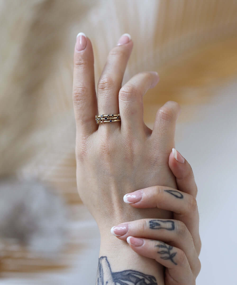 Sapphire Multi Color 14k yellow gold NYC fine jewelry brooklyn NY New York jeweler sustainable ethical greenpoint engagement