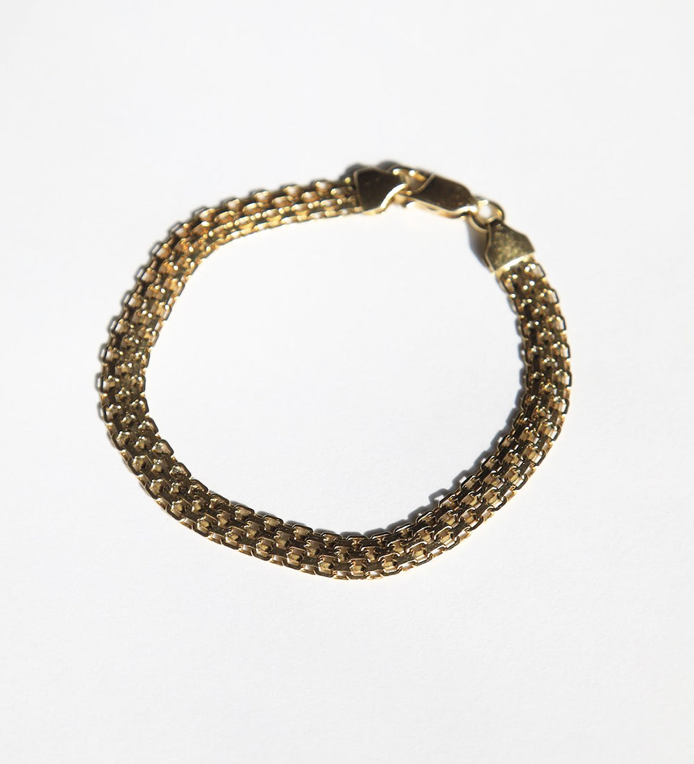 vintage 14k yellow gold chain chain Bismarck bracelet 1980s textured Macha Studio greenpoint Brooklyn New York City