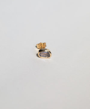 Blue Sapphire small single earring in 14k Yellow Gold Fine Jewelry made in Greenpoint Brooklyn NYC