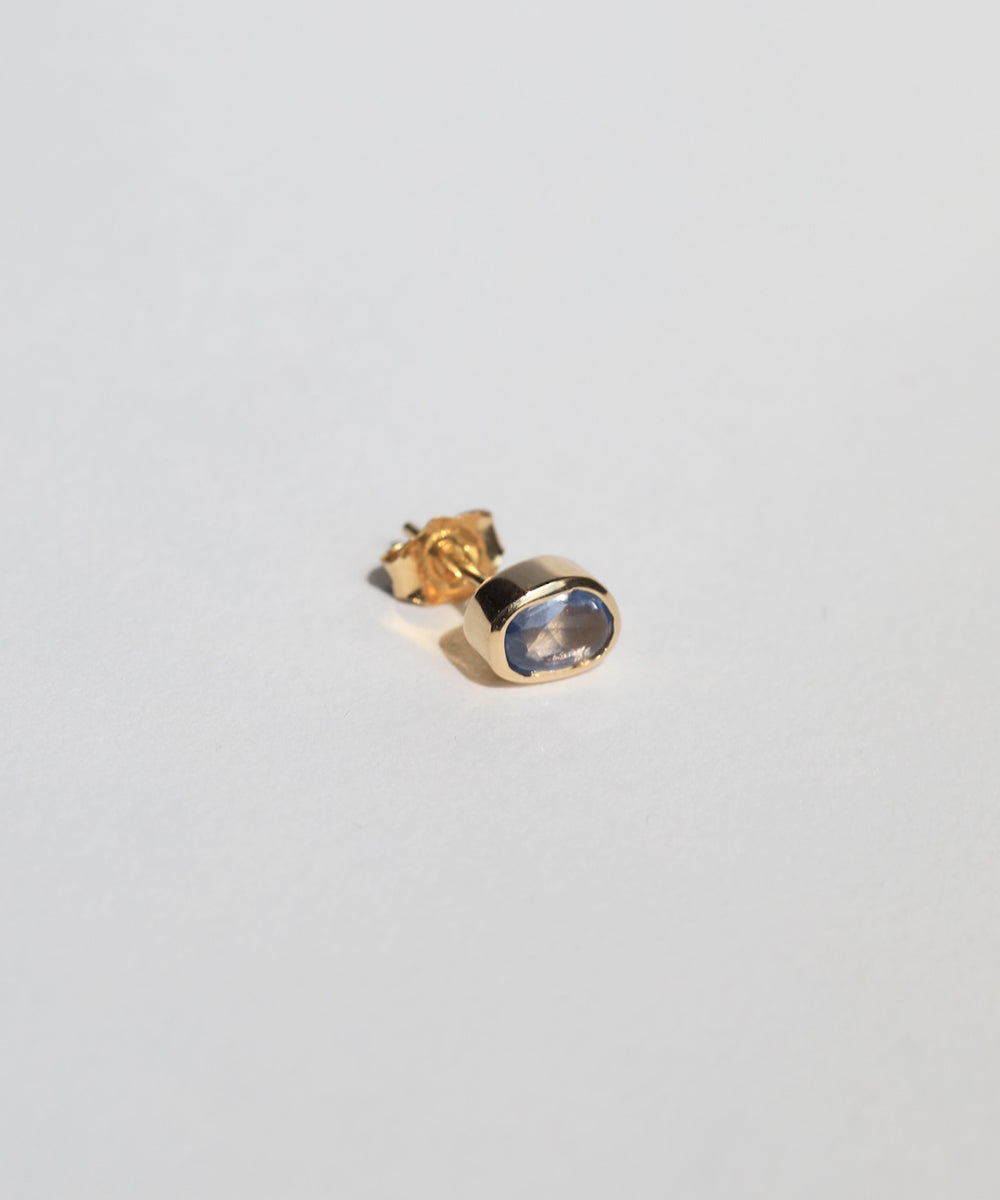 Macha Studio Blue Sapphire single earring in 14k solid Yellow Gold sold in Greenpoint Brooklyn NYC