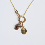 Macha Studio located in Greenpoint Brooklyn NYC Marquise Auburn Sunstone with White Diamond pendant and Hallmarked in London Pendant in 14k Yellow Gold