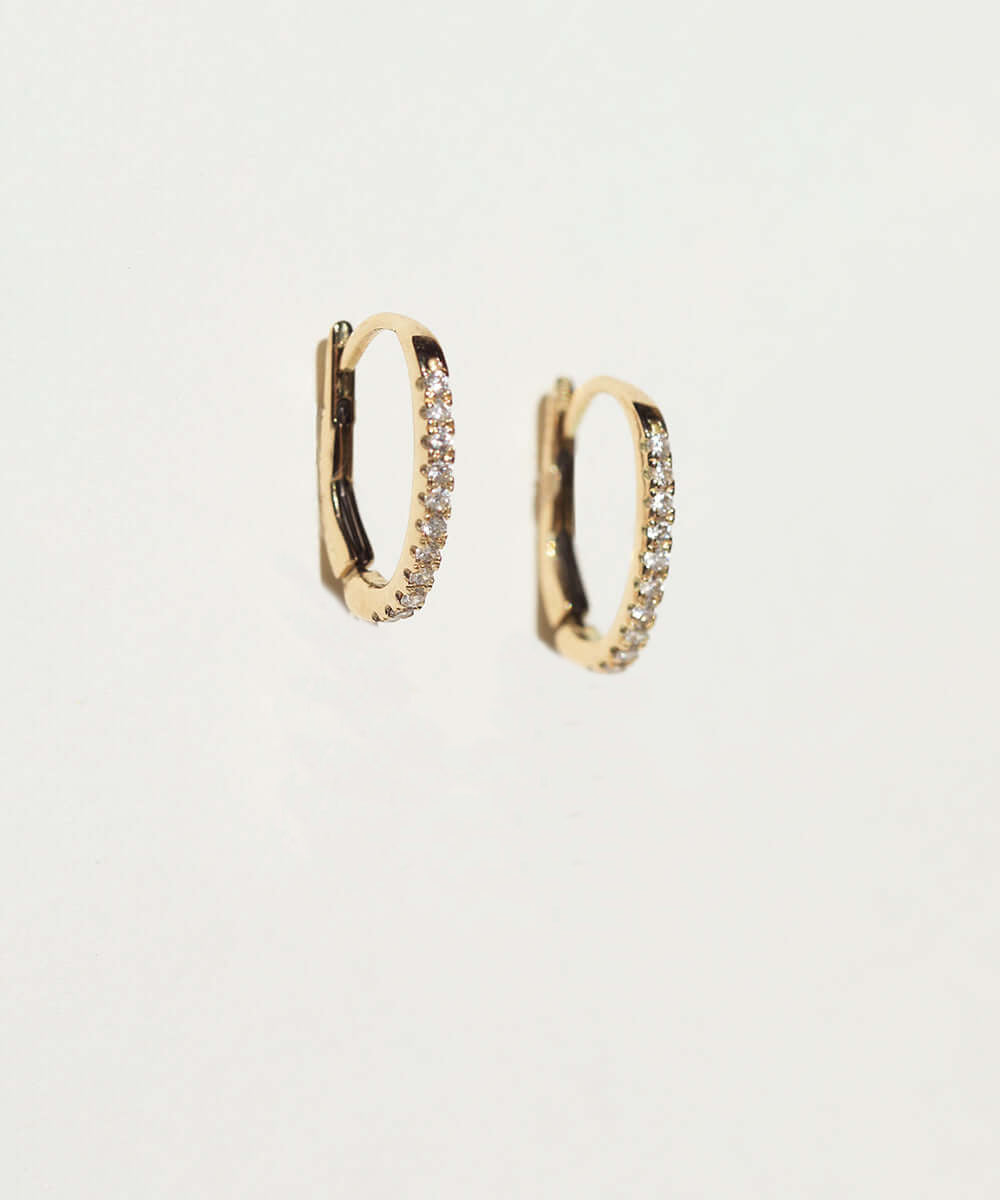 Oval Hinged Diamond Hoop Earrings