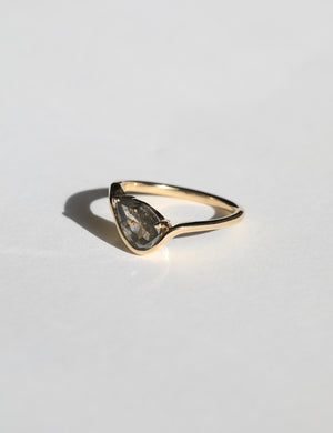 Double cut salt and pepper pear diamond 14k yellow gold prong setting nontraditional Greenpoint Brooklyn New York City 11222