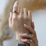 Yellow gold engagement ring mens brooklyn jewelry nyc handcrafted salt & pepper diamond