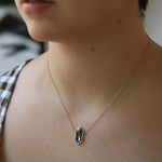hexagonal salt and pepper diamond 14k yellow recycled gold necklace macha jewelry nyc brooklyn