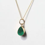 Pear Emerald Bezel Pendant 14k yellow gold Greenpoint Brooklyn Macha Studio