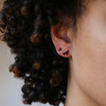 gold and diamond garnet stud earrings Greenpoint Brooklyn NYC by Macha