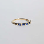 minimalist blue natural stone diamond sapphire y2k alternative wedding band unisex gender neutral stacking ring engagement greenpoint nyc New York