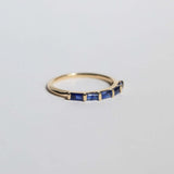 minimalist blue natural stone diamond sapphire y2k alternative wedding band unisex gender neutral stacking ring engagement greenpoint nyc New York