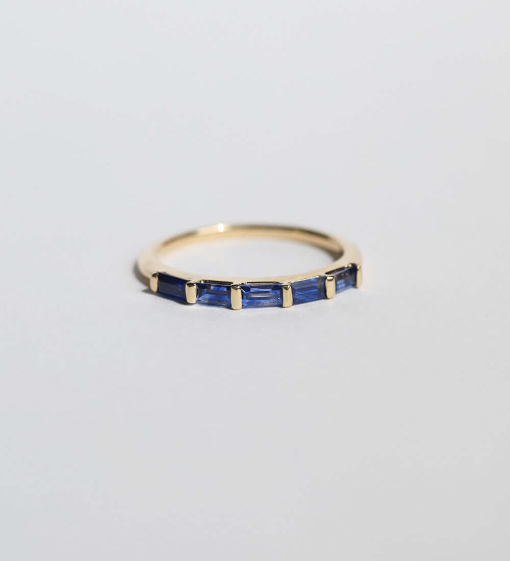 minimalist blue natural stone diamond sapphire y2k alternative wedding band unisex gender neutral stacking ring engagement greenpoint nyc New York