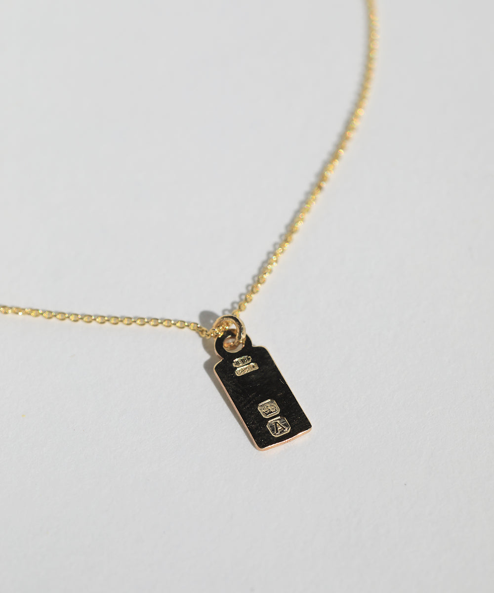 Hallmarked Tag Necklace in Gold