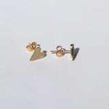 heart white diamond stud earrings set in 14k yellow gold Brooklyn New York 