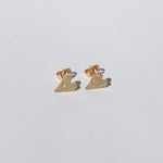 heart white diamond stud earrings set in 14k yellow gold Brooklyn New York 