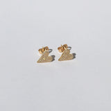 heart white diamond stud earrings set in 14k yellow gold Brooklyn New York 