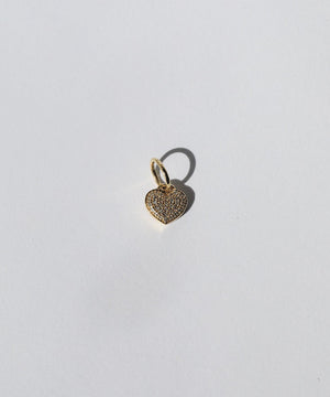 Pave white diamond heart 14k yellow gold pendant Brooklyn New York 