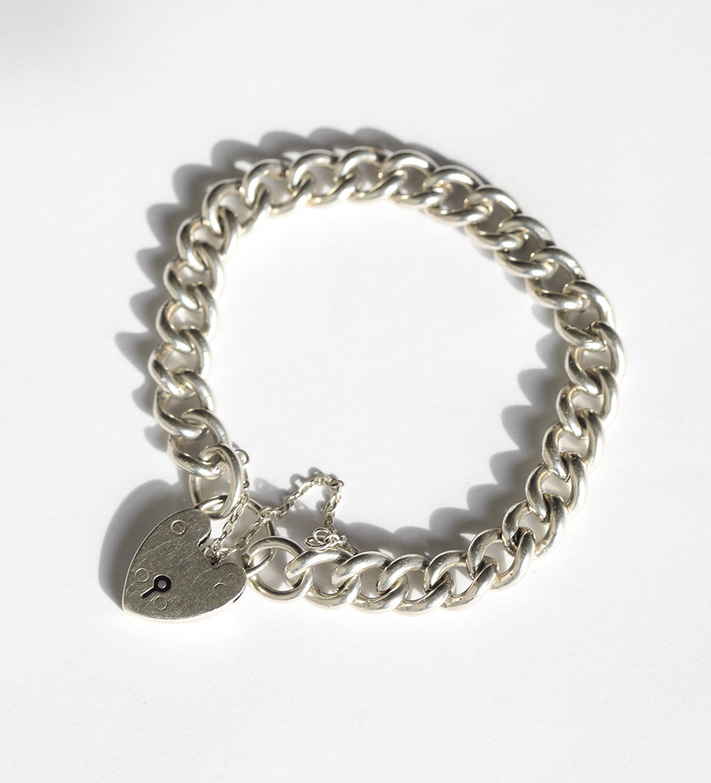 vintage 925 sterling silver 1960s bracelet heart clasp lock Brooklyn New York City Macha Studio