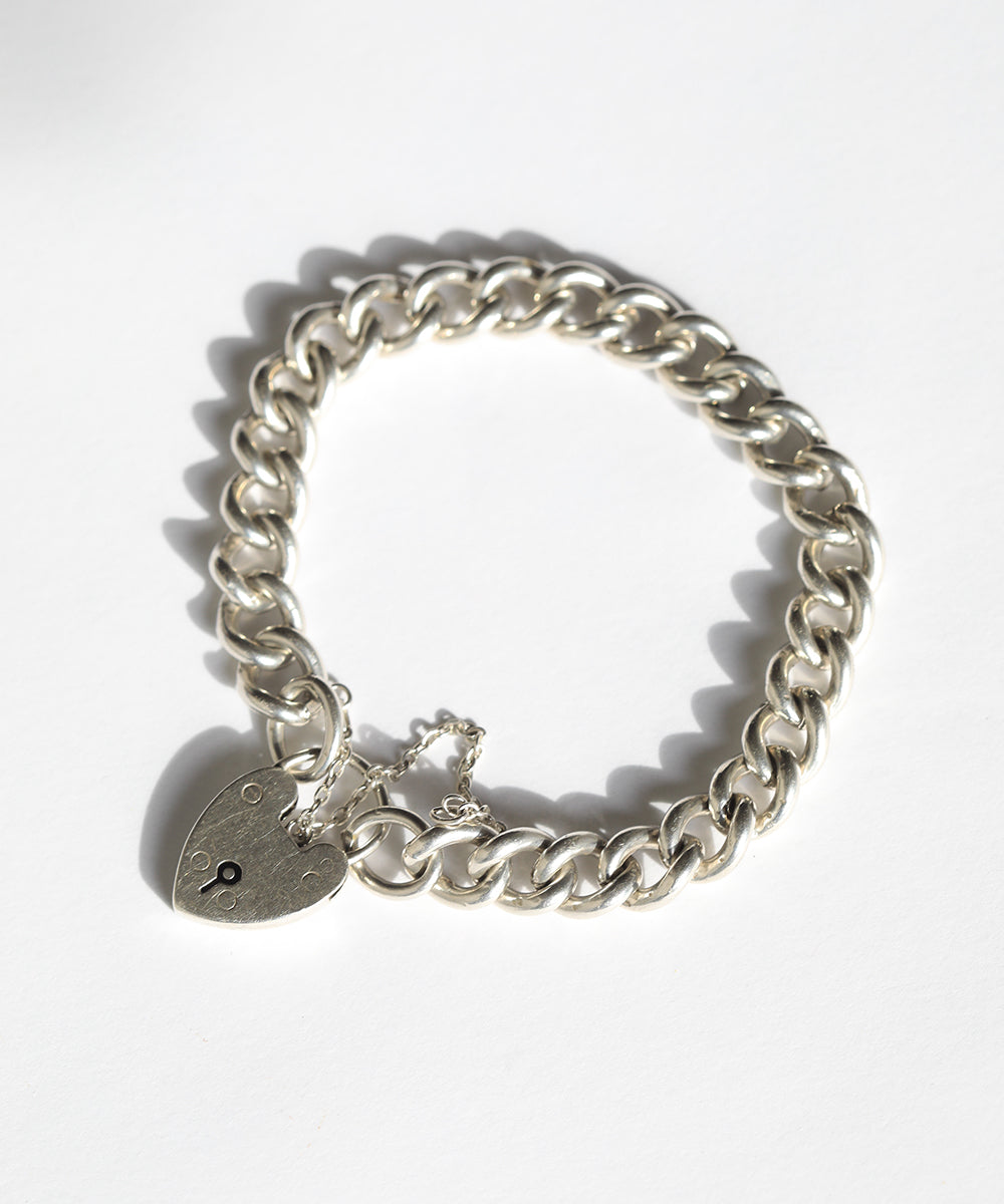 vintage 925 sterling silver 1960s bracelet heart clasp lock Brooklyn New York City Macha Studio