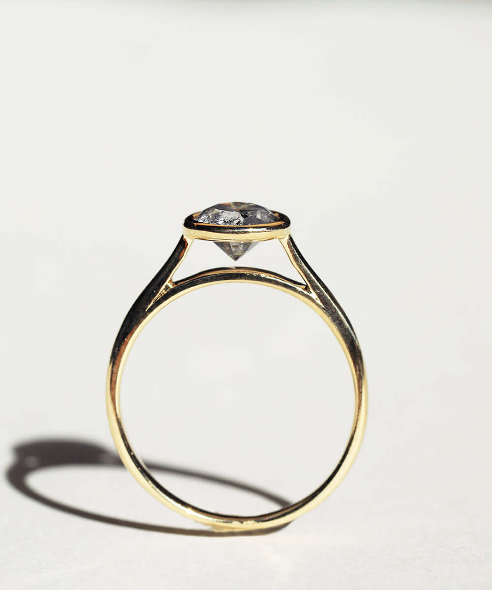Salt Pepper Diamond Bezel Solitaire II