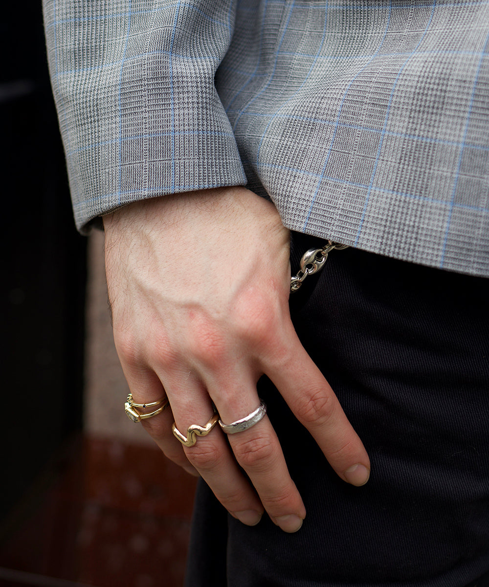 Unisex mens Molten Wedding Band Platinum Engagement Wedding Macha Studio, Brooklyn NYC