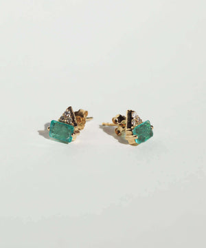 14k yellow gold earrings diamond emerald Brooklyn New York