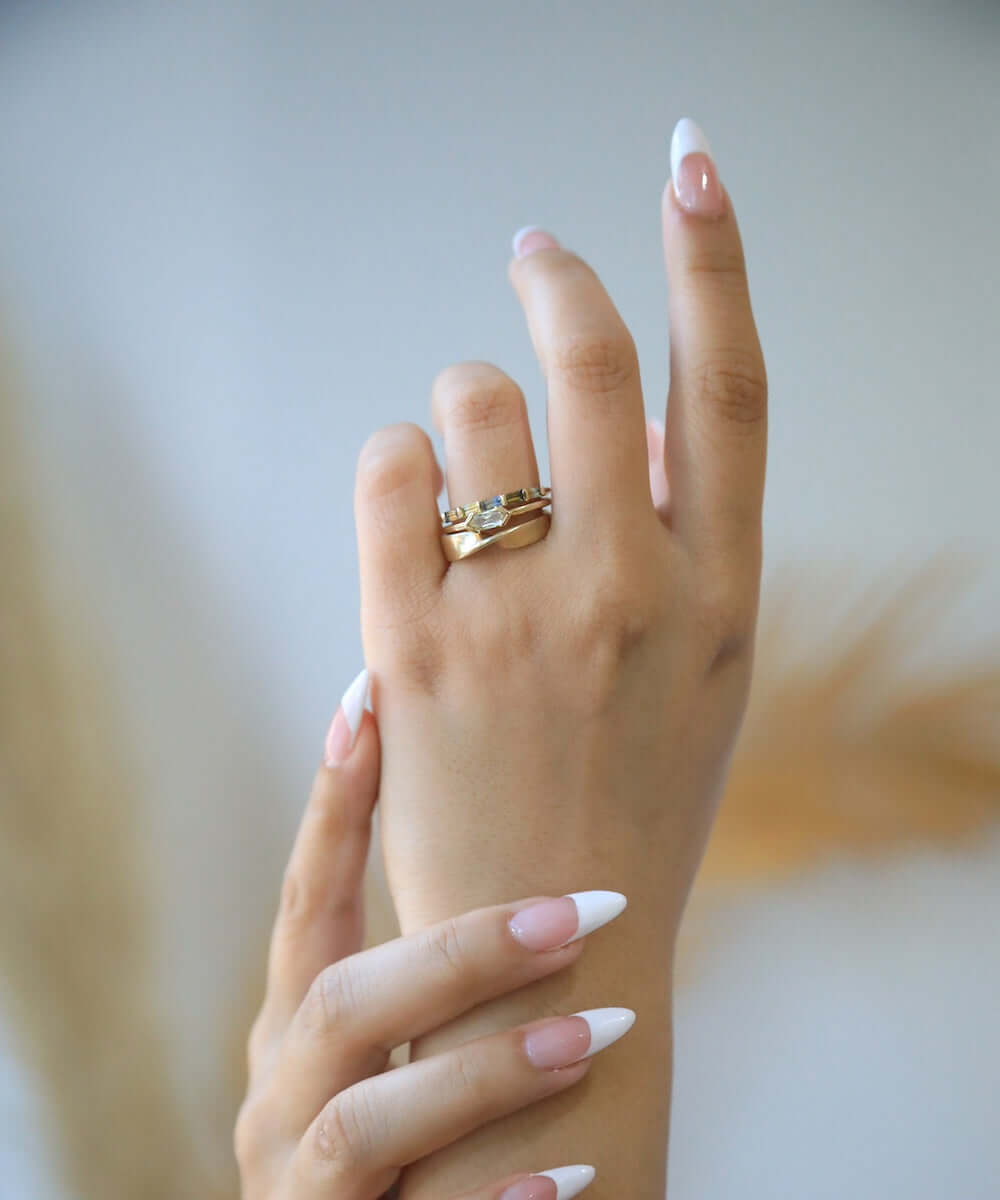 sleek minimal luxury engagement ring eclectic unique vintage creative greenpoint nyc 