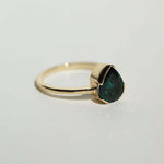 pear emerald 14k recycled yellow gold band alternative bezel greenpoint Brooklyn New York City 11222