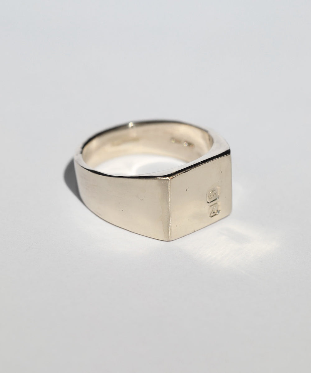 Large Square Hallmarked Signet Ring in White Gold