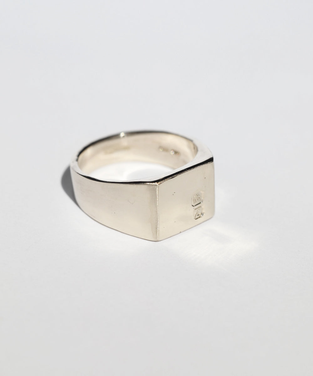 Large Square Hallmarked Signet Ring in White Gold