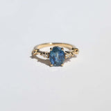 blue sapphire 14k yellow gold diamond engagement ring Brooklyn New York 11222
