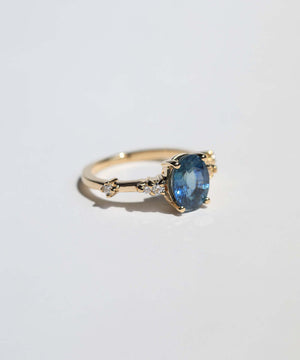 blue sapphire 14k yellow gold diamond engagement ring Brooklyn New York 11222