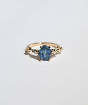 blue sapphire 14k yellow gold diamond engagement ring Brooklyn New York 11222