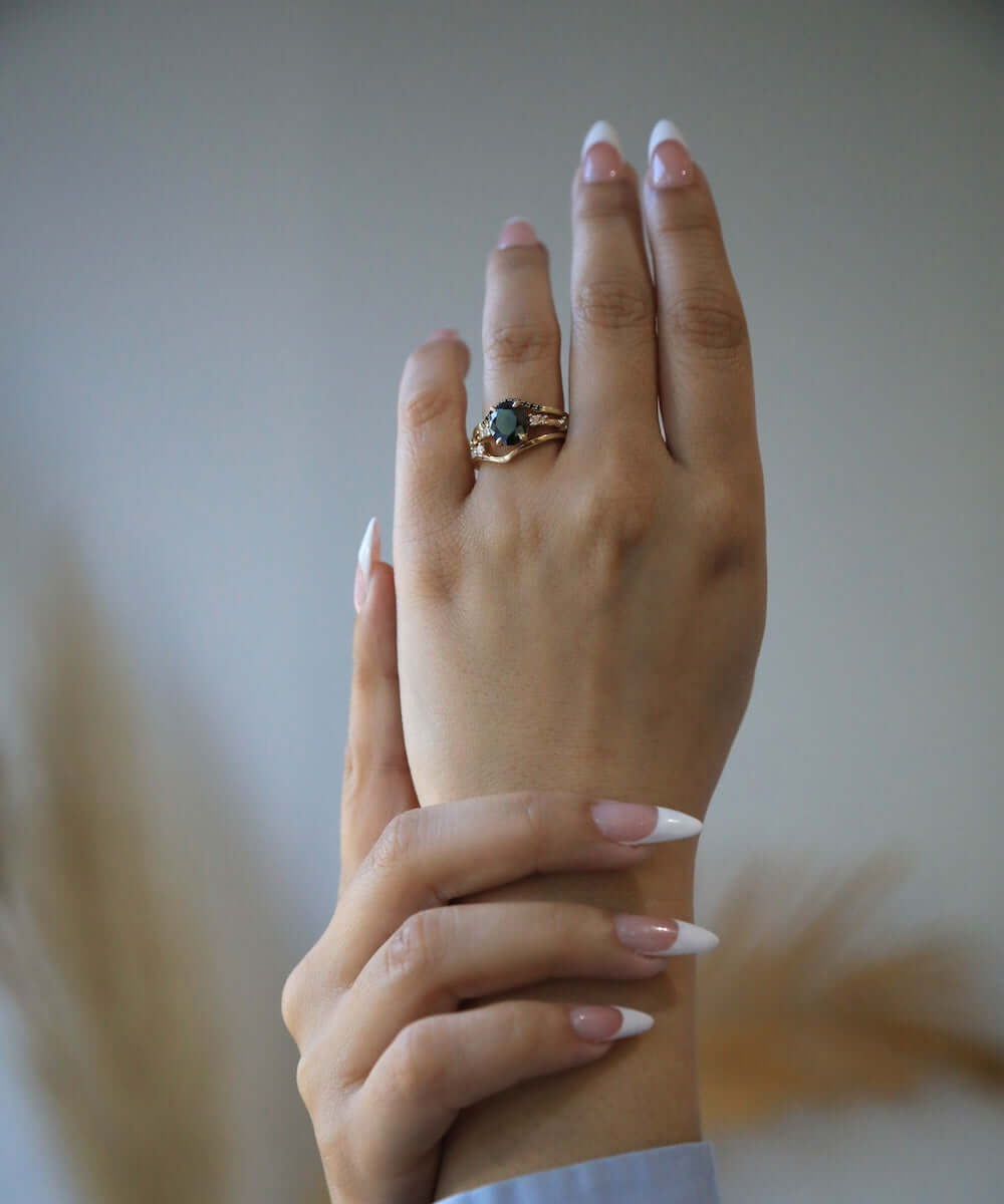 dark academia gothic unique vintage black diamond alternative ring engagement greenpoint nyc 