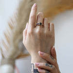 Yellow gold engagement ring mens brooklyn jewelry nyc handcrafted salt and pepper diamond bezel ruby