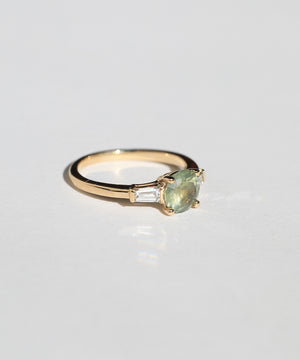 14k Yellow Gold ,  Engagement, white diamond, Ring Green Sapphire Round Brooklyn New York 11222