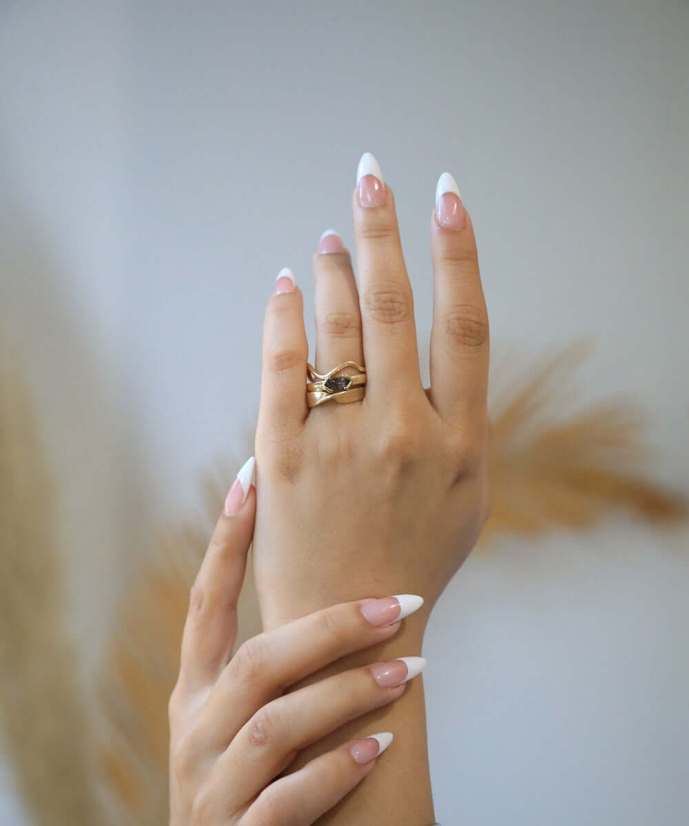 sleek minimal trendy unique gen z creative eclectic curvy engagement ring band greenpoint nyc