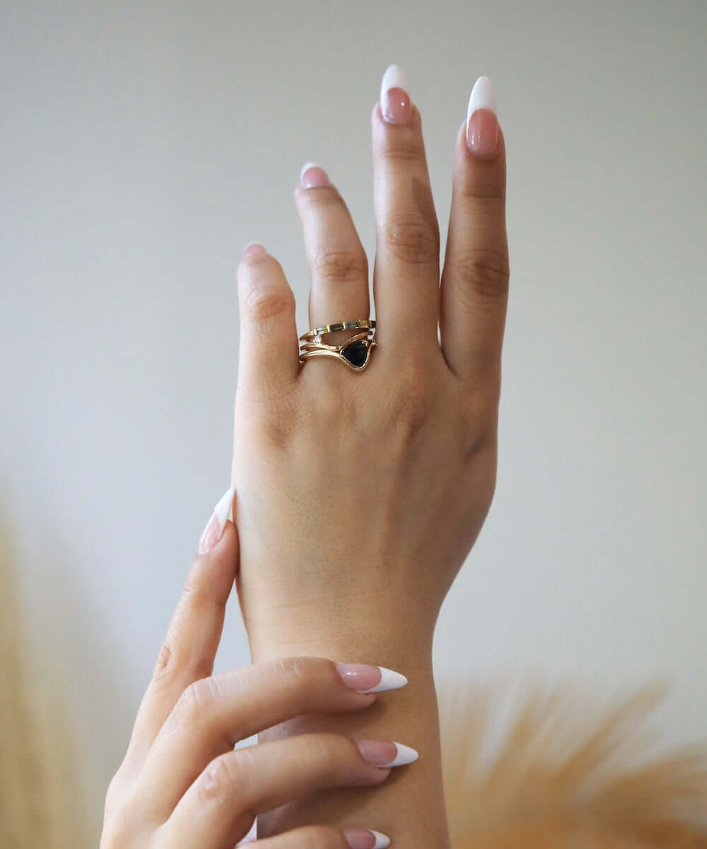 futuristic sleek unique curvy nontraditional funky eclectic engagement ring y2k nyc green point New York