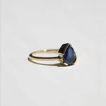 pear sapphire solitiare 14k yellow gold band adrift bezel Greenpoint Brooklyn New York City 11222